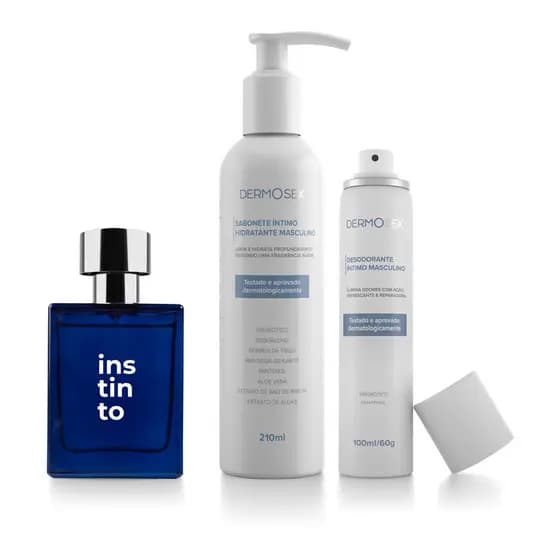 Kit Completo Cuidado Masculino Sabonete íntimo + Desodorante e Perfume Feromônios Ativo Sensual