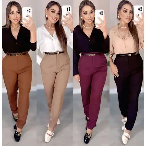 CALÇA FEMININA ALFAIATARIA ZARA CINTURA ALTA COM ZÍPER NA LATERAL SOCIAL SLIM