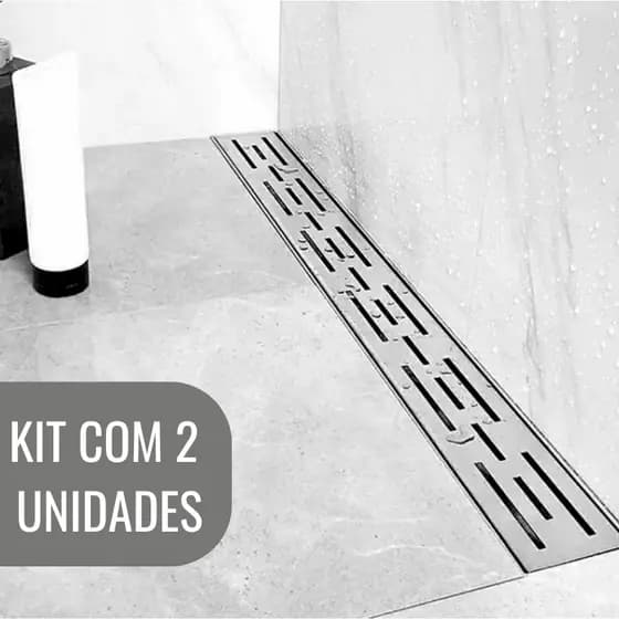 Kit com 2 Ralos linear 6x50cm Banheiro Lavabo Área Gourmet Lavanderia