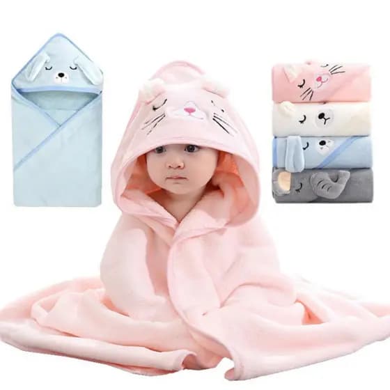 Toalha de banho bebe infantil com capuz de bichinho macia grande