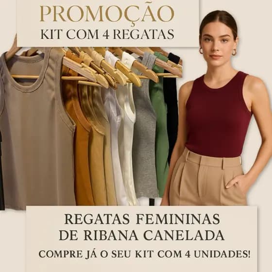Kit com 4 Regatas Femininas Ribana Canelada - Estilo e Conforto para o Dia Dia