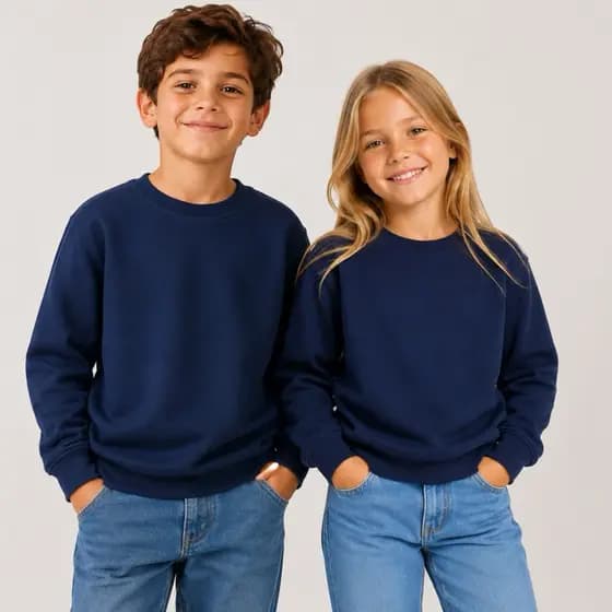 Blusa de Moletom Infantil Unissex Menino e Menina Sem Capuz Inverno Escolar