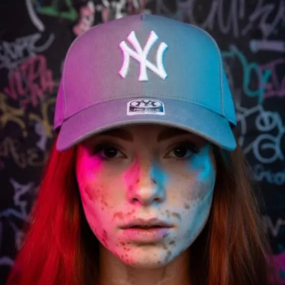 Boné Ny New York Cinza Retro Basebol Aba Curva Masculino Feminino Regulagem Fecho Pino