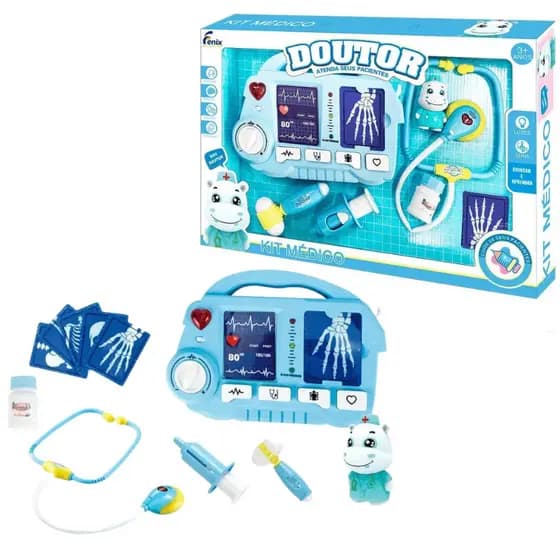 Kit Médico Raio X Doutor com Luz e Som Azul Fênix Brinquedos