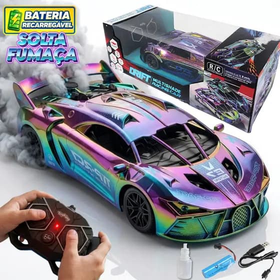 Carrinho Controle Remoto Recarregavel Solta Fumaça Luz Hyper