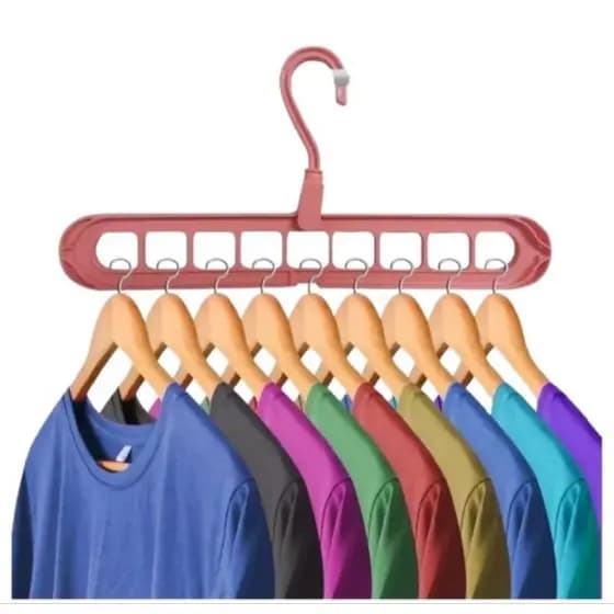 Cabide Mágico Organizador 9 Furos Multidobrável Resistente Gancho 360°
