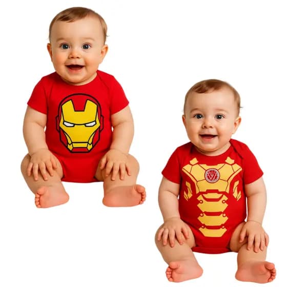 Body Bebe Homem de Ferro Macacao Tematico Infantil Personagens Fantasia Mesversario Princesas Bori