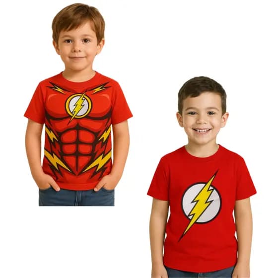 Camisa Camiseta Infantil Flash Fantasia Personagens Meninos Naruto Hulk Homem Aranha Super Herois