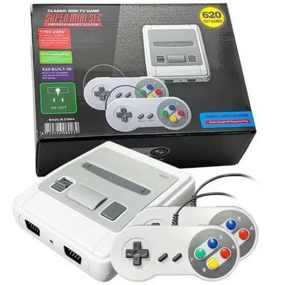 Video Game Classic Super Nintendo Mini SNES Com 2 Controles 8 Bits 620 Jogos Original Envio Imediato