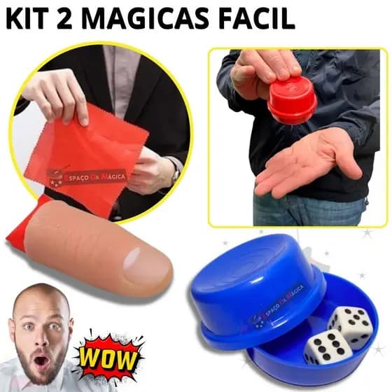 Kit Magica Dedo Mágico Do Lenço Que Some + Urna Magica Dos Dados Efeitos e Truques