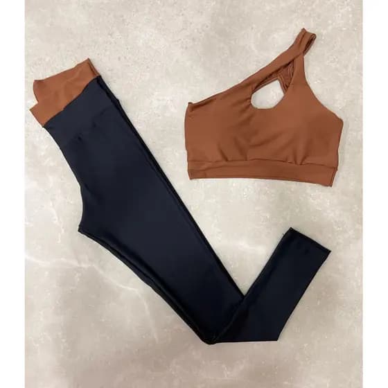 Conjunto Calca legging Top Lateral Com Bojo Removível academia treinos esportivos fitness exporte