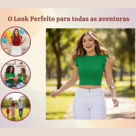 Cropped Feminino Ribana Blusinha Manga Curta Verão Tendência