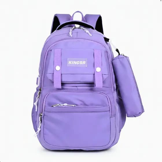 Mochila Escolar Com Estojo De Grande Capacidade Para Estudante Feminina Nylon Impermeável