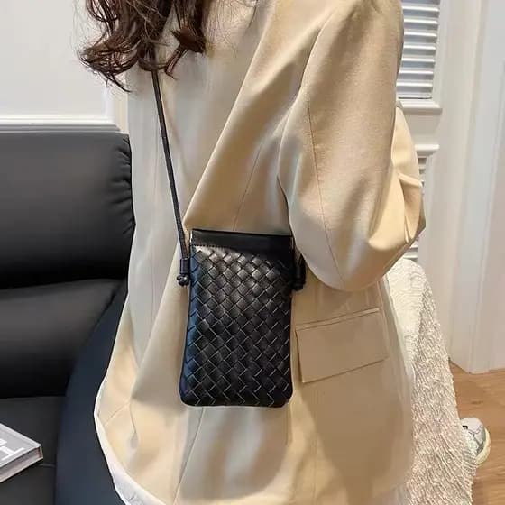 Bolsa De Celular Em Tecido Trançado Design Exclusivo Bolsa Feminina Ombro Transversal Crossbody De Couro PU T306 VT