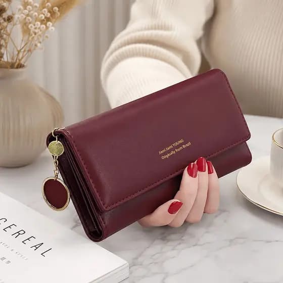 JAMI JAMI Carteira Comprida Multiuso Feminina / Porta-Cartão com Fivela / Bolsa Fashion para Mulheres D001
