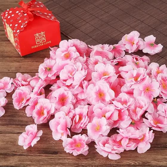 100 Peças Flor De Cerejeira Pétalas Artificiais Simulação Pêssego/Cabeça De Rosa/Decoração De Casamento/Materiais Feitos À Mão Com Flores Falsas/Arranjo De Bricolage