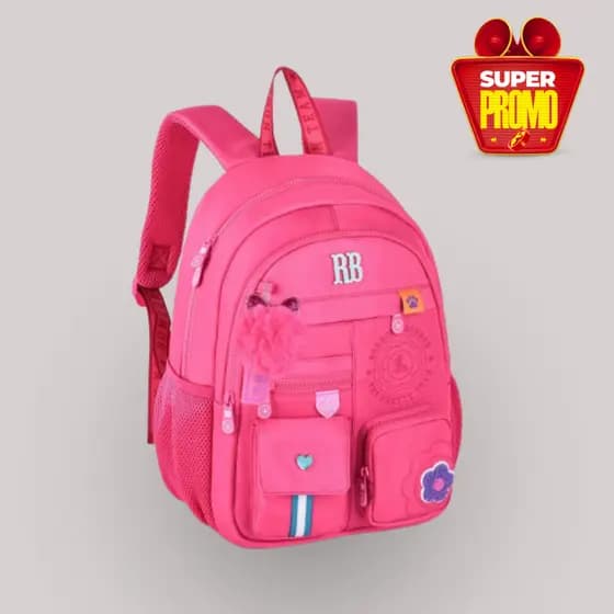 Mochila Costas Rebecca Bonbon Nylon Com Bordado Fashion Feminina Rosa