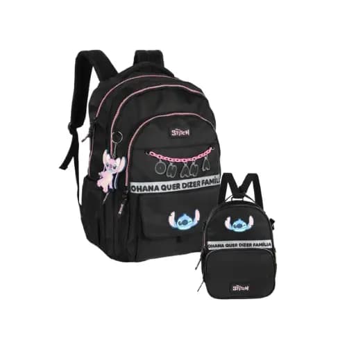 Kit Mochila Stitch Disney Angel Lancheira Térmica Escolar