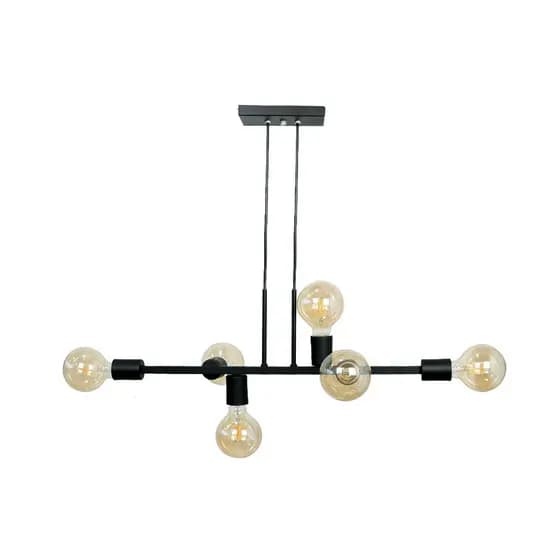 Luminária de teto Lustre Pendente Rubis 6 Lâmpadas Industrial Assimétrico (Estilo Jabuticaba)