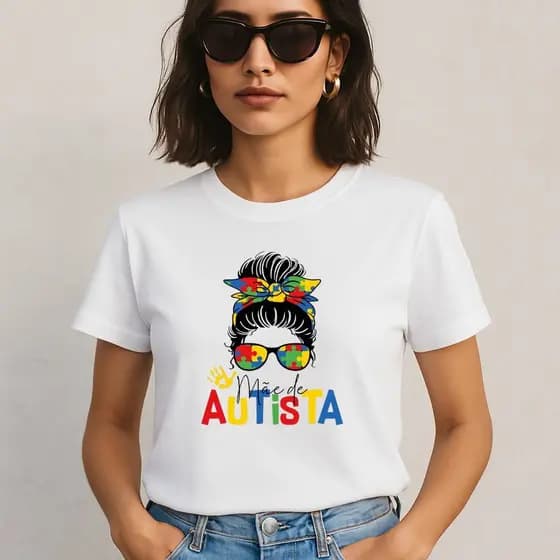 Blusa Feminina Estampada Mãe de Autista Conscientização Autismo Orgulho Inclusão Moda Casual