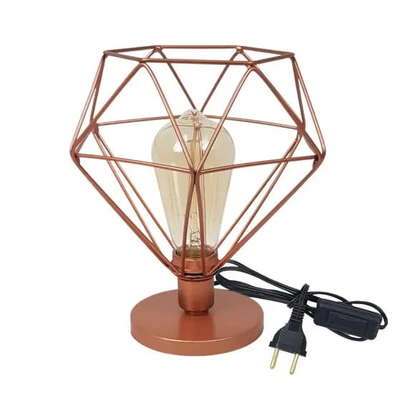 luminária abajur de mesa quarto escritorio retro cupula diamante