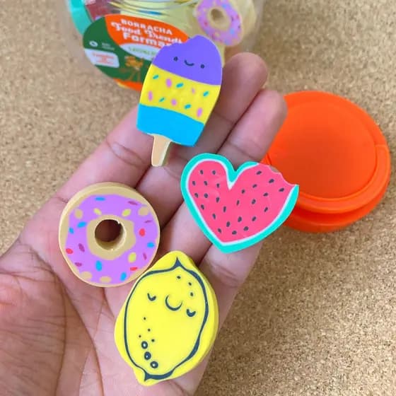 Kit 4 Borracha Fofa Comidinhas Infantil Divertida