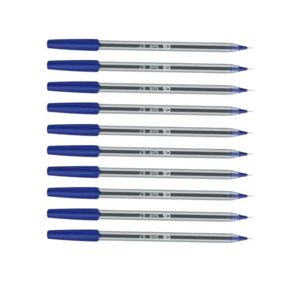 10 Caneta Esferográfica Cor Azul Ponta 0.7 Macia para Escola e Trabalho
