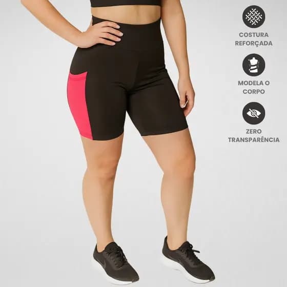 Bermuda Feminina com Bolso Lateral Elasticidade Fitness Academia