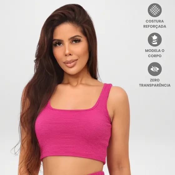 Top Canelado Feminino Roupa Fitness Academia Esportivo Para Treino