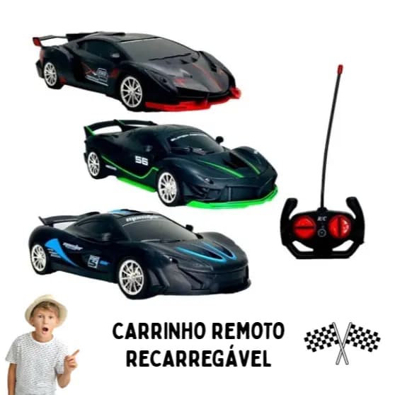 Carrinho Controle Remoto Recarregável Modelo Esportivo Brinquedos de Menino