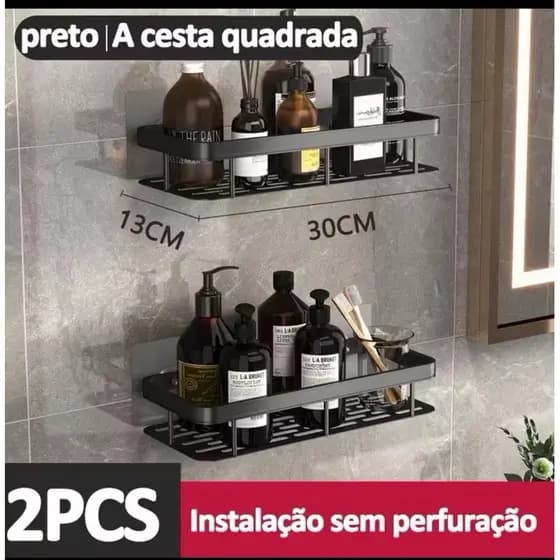 Kit com 2 SUPORTE PARA SHAMPOO PARA USO NO BANHEIRO NA PAREDE de alumínio suporte organizador