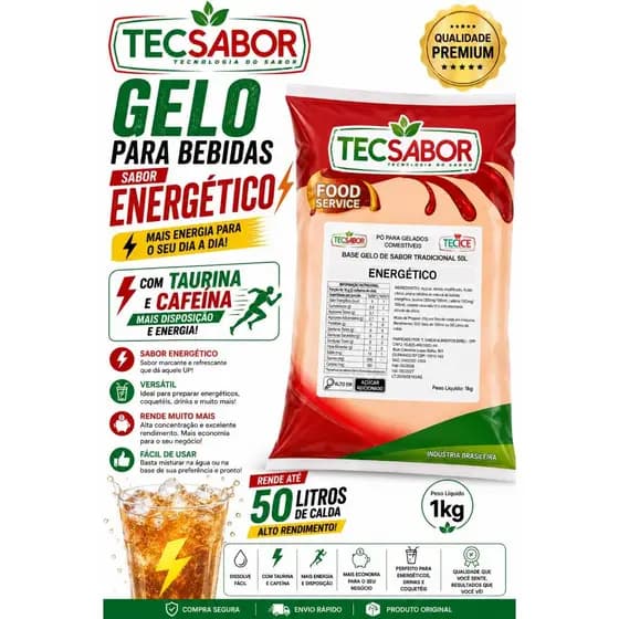 Gelo de Sabor Energetico 1kg Tec Sabor