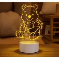 Luminária Led 3d | Ursinho Pooh | Abajur Presente Criativo Decoração Multicores