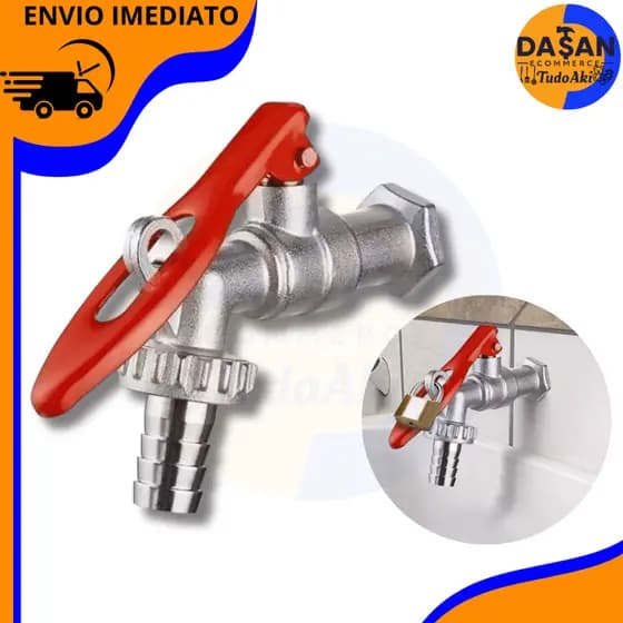Torneira Esfera Porta Cadeado Metal Saída 3/4 – Uso em Jardim, Quintal e Lavanderia