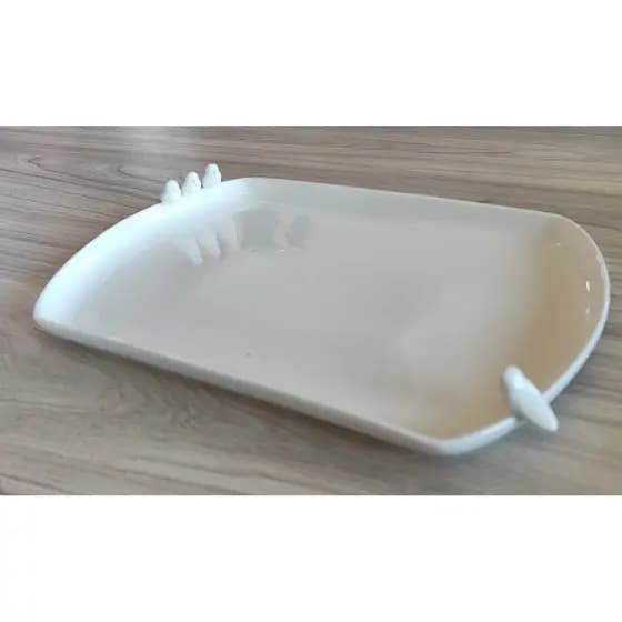 Prato Para Bolo De Porcelana Branca Birds 25 CM Wolff