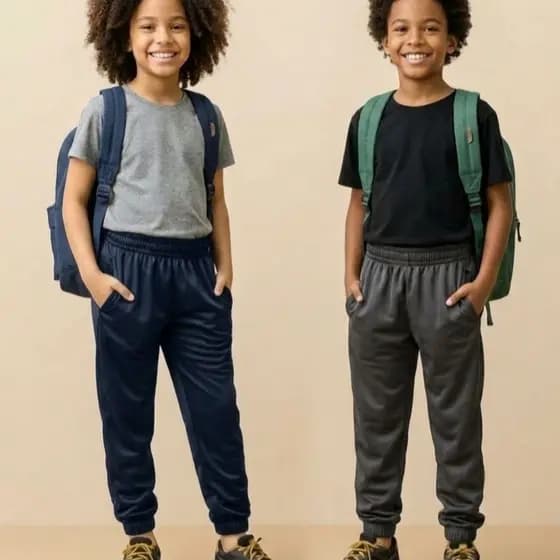 Uma Calças Infantil Ou Kit 2 Calças Com Bolsos Elástico Costura Reforçada Calça Para Criança