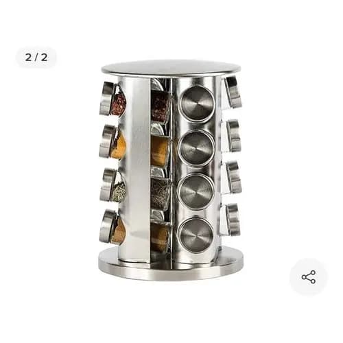 Porta Tempero Condimento Inox 16 Potes Suporte Giratório
