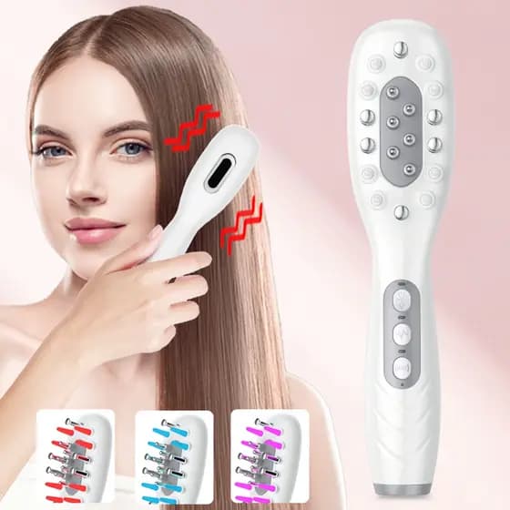 Aplicador De Couro Cabeludo Com EMS E Vibração , Pente De Massagem Para Luz Vermelha Azul Laser Crescimento Capilar
