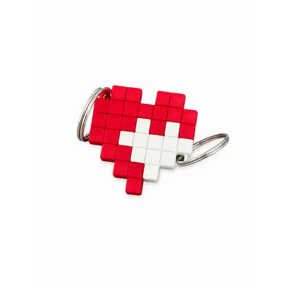 Kit 5 Pares Chaveiro Casal Coração Pixelado Encaixável Gamer Geek Kit Namorados