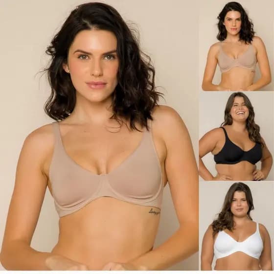 Soutien Sutiã Plus Size Reforçado Com Dupla Camada Aro Modela Os Seios Naturalmente Sem Bojo