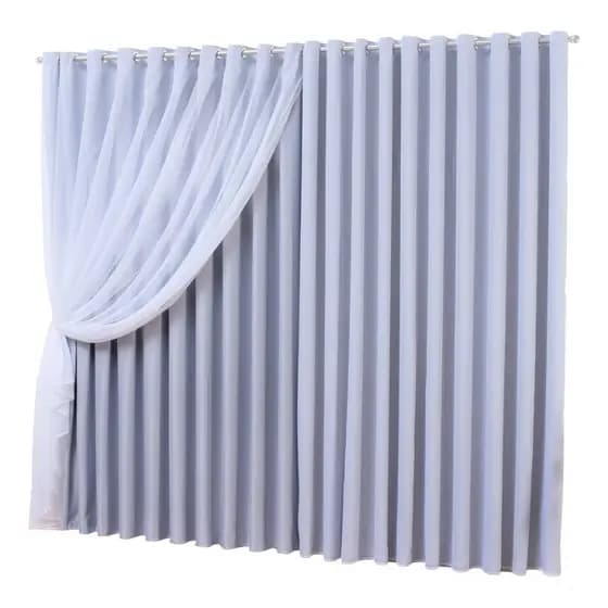 Cortina Fernanda Em Tecido Transparente Voil Com Blackout 4,00 x 1,40 - Para Quarto/Sala e Escritório