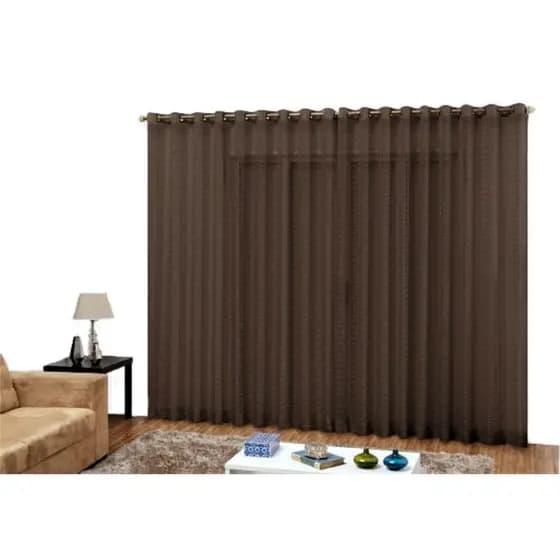 Cortina Geórgia Voil Tabaco 12 x 2,50 - Para Quarto/Sala e Escritório