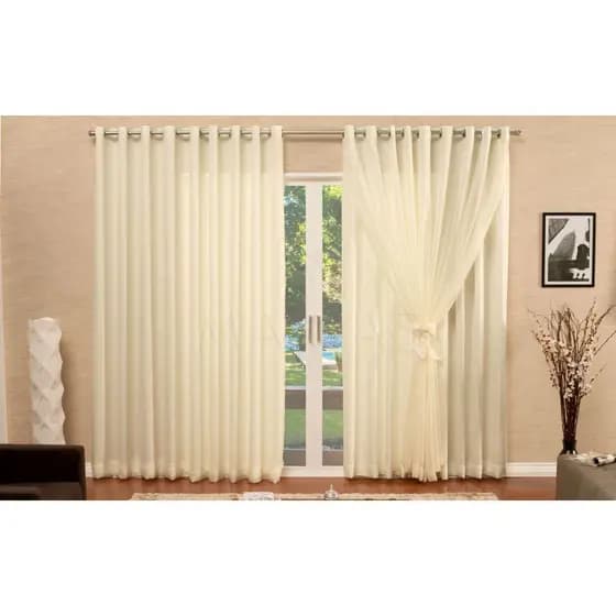 Cortina Rita Forro C/Voil 6 x 2,30 - Para Quarto/Sala e Escritório - Envio Imediato