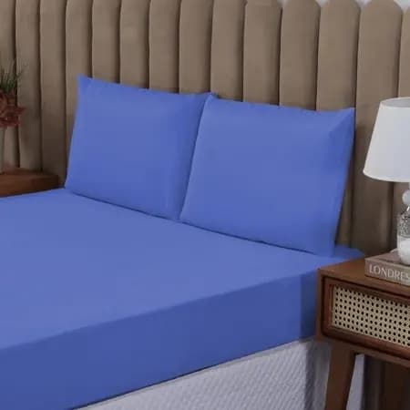 Kit Jogo Lençol forro De Cama casal Padrão 3 Peças Lisos Com Elástico 200 fios Oferta