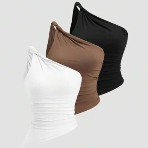 Kit Com 3 Blusas Assimetrica Mula Manca Com Torção Elegante Para Festa e Casamento Blusas Tons Terrosos Ajustada