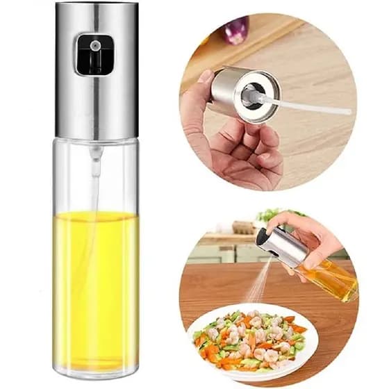 KIT 2 Frasco Spray Pulverizador Óleo Vinagre Borrifador Névoa Jato Contínuo Vidro Inox Cozinha