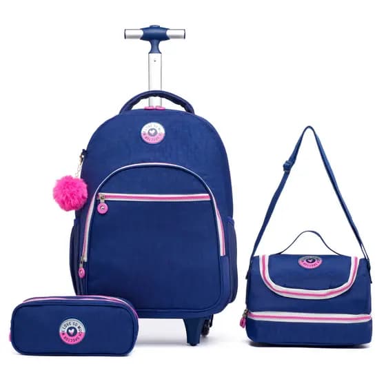 Kit Infantil Feminino Escolar Lancheira Estojo Reforçada