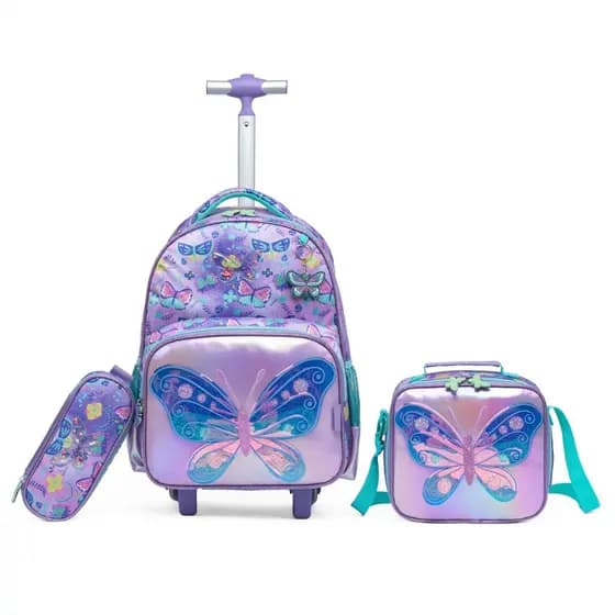 Kit Mochila Escolar Borboleta Feminino Resistente