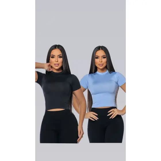 Kit 2 Baby Tee Slim Feminina em Suplex de Poliamida – Conforto, Elasticidade e Versatilidade para Todos os Looks