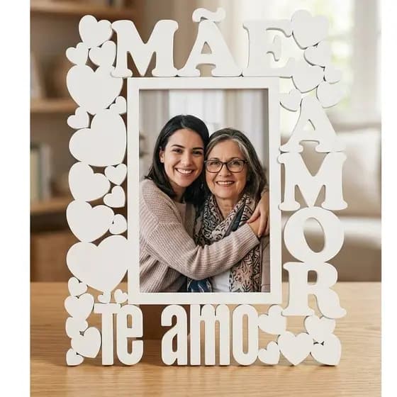 Porta Retrato Mãe Homenagem Presente 15x10 Com Suporte Mori Branco Mãe